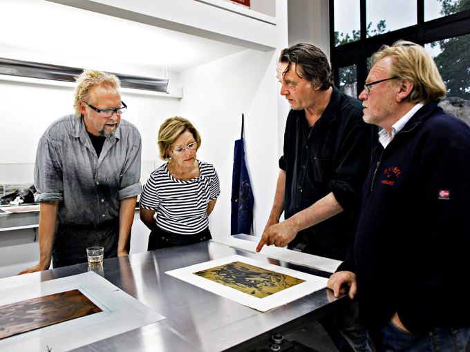 De fire grunnleggerne under arbeidet med prosjektet. Foto: Rolf M. Aagaard, Det kongelige hoff